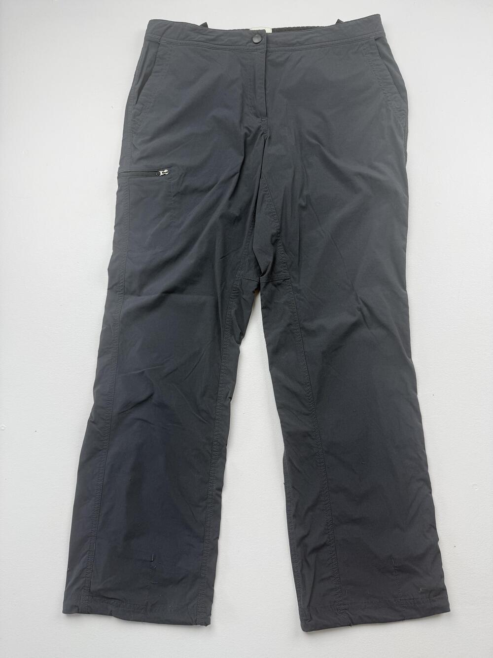 L.L. Bean Pants Womens 12 Gray Microfiber Cargo Lightweight Stretch Travel